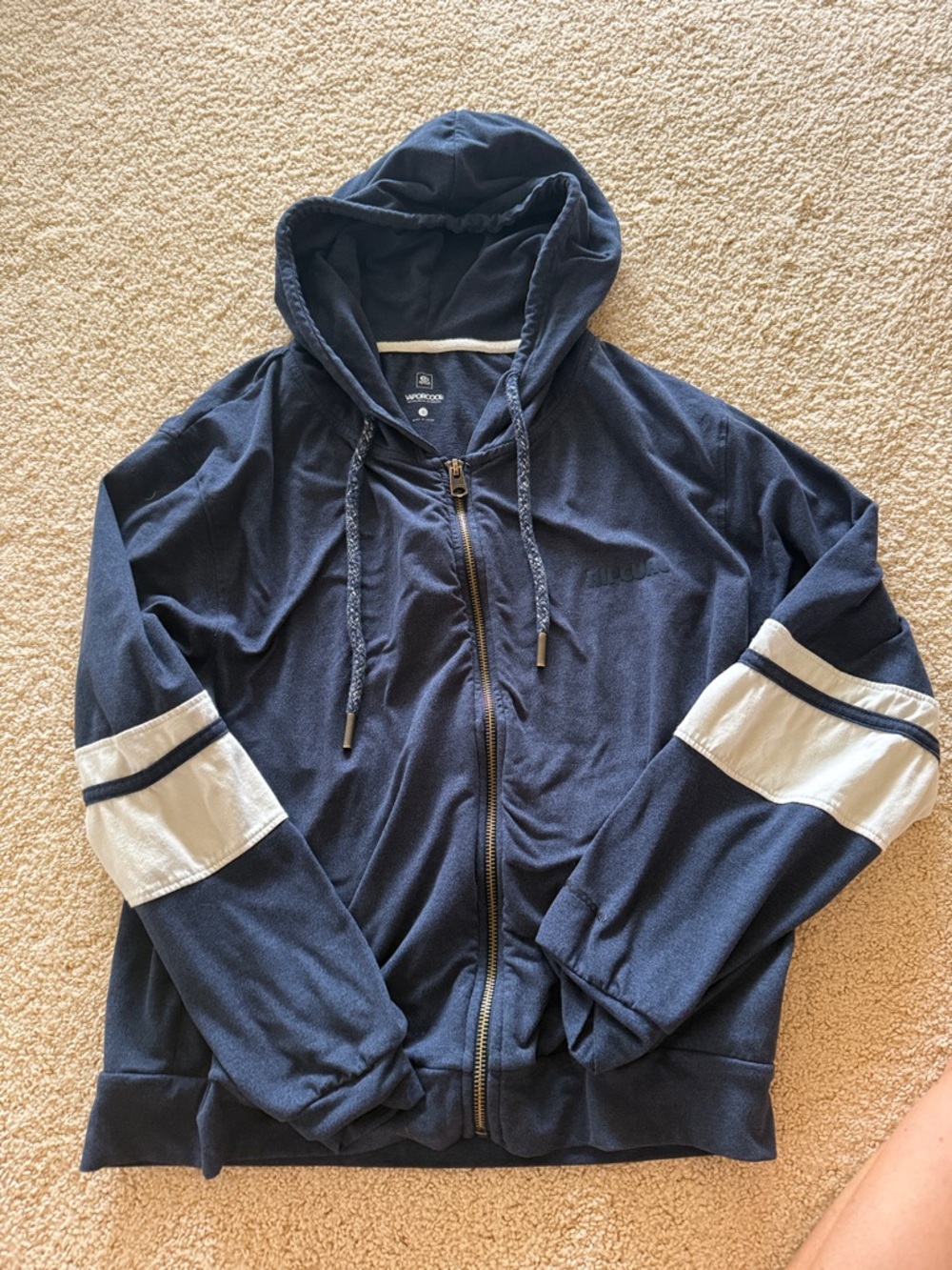 Rip Curl Navy Full-Zip Windbreaker with White Sleeve Panels